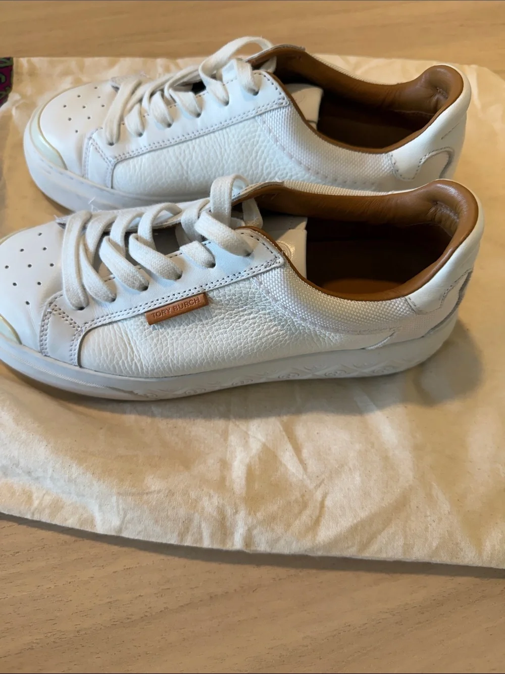 Tory Burch Ladybug Platform Sneakers White Leather Women’s Size 7